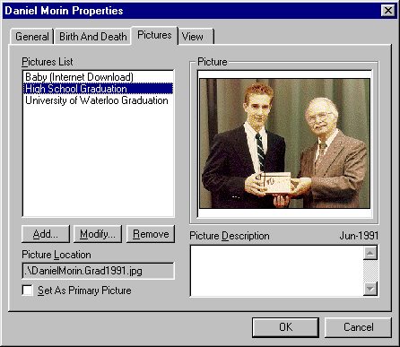Member Properties - Pictures Dialog
